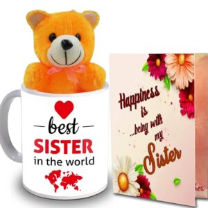 Rakhi Return Gift for Sister Raksha Bandhan Mug Reddy Mug Gift Set Mug & Greeting Card for Sister Raksha Bandhan Return Gift