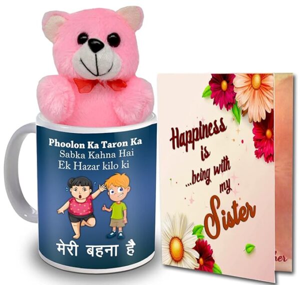 Gift for Sister, Return Rakhi Gift for Sister, Anniversary Gift for Sister, Birthday Gift for Sister - Pink Teddy Gift for Sister
