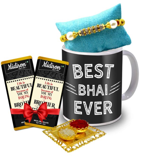 Rakshabandhan Gifts – Rakhi with Roli, Milk Chocolate Bar