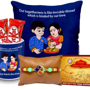 Raksha Bandhan gift for brother, Rakhi combo gift, Rakhi with chocolate and card, traditional Rakhi gift, Rakhi gift set with roli chawal, send Rakhi to brother, Rakhi with sweets and card, Rakhi hamper with chocolate,