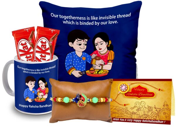 Raksha Bandhan gift for brother, Rakhi combo gift, Rakhi with chocolate and card, traditional Rakhi gift, Rakhi gift set with roli chawal, send Rakhi to brother, Rakhi with sweets and card, Rakhi hamper with chocolate,