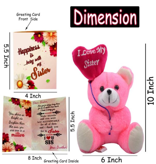 Chocolate Gift Box with Teddy and Greeting Card – Perfect Gift for Sister - Image 3